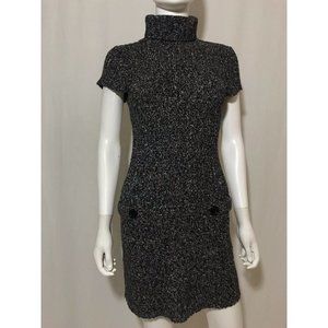 Glimmer Women's Dress Sweater Gray Turtleneck Cotton Short Sleeve Size M